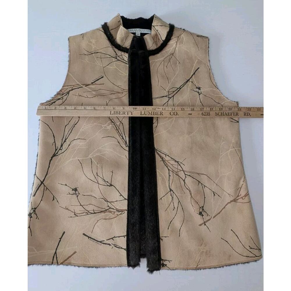 Robert Kitchen Canada Faux Fur Lined Vest M | Tree Branch Print Western Boho - Picture 8 of 9